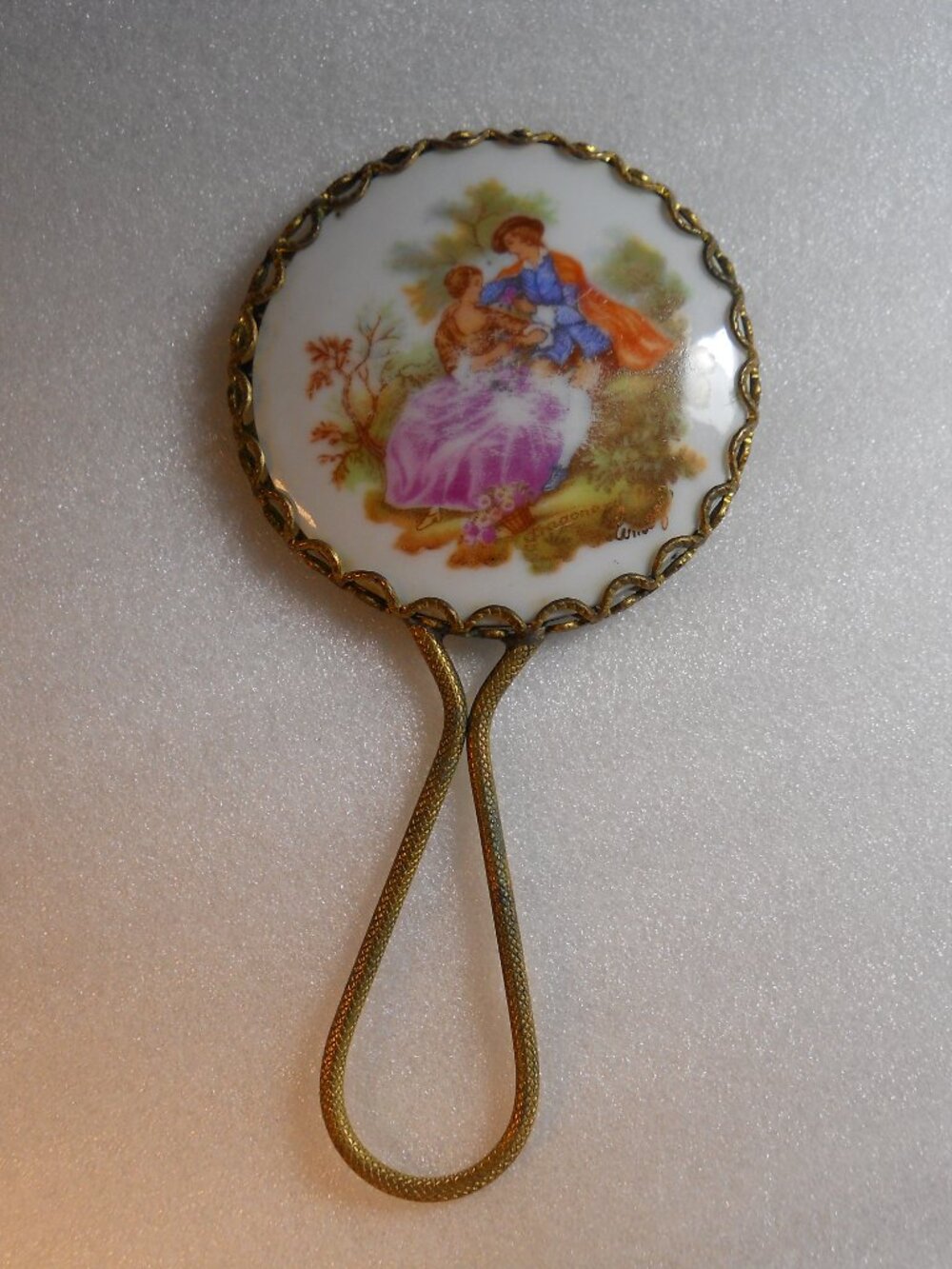 Vintage - Limoges Porcelain Mirror   1125